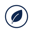 Icon featuring a navy blue leaf inside a circle, symbolising plant-based, botanical ingredients.